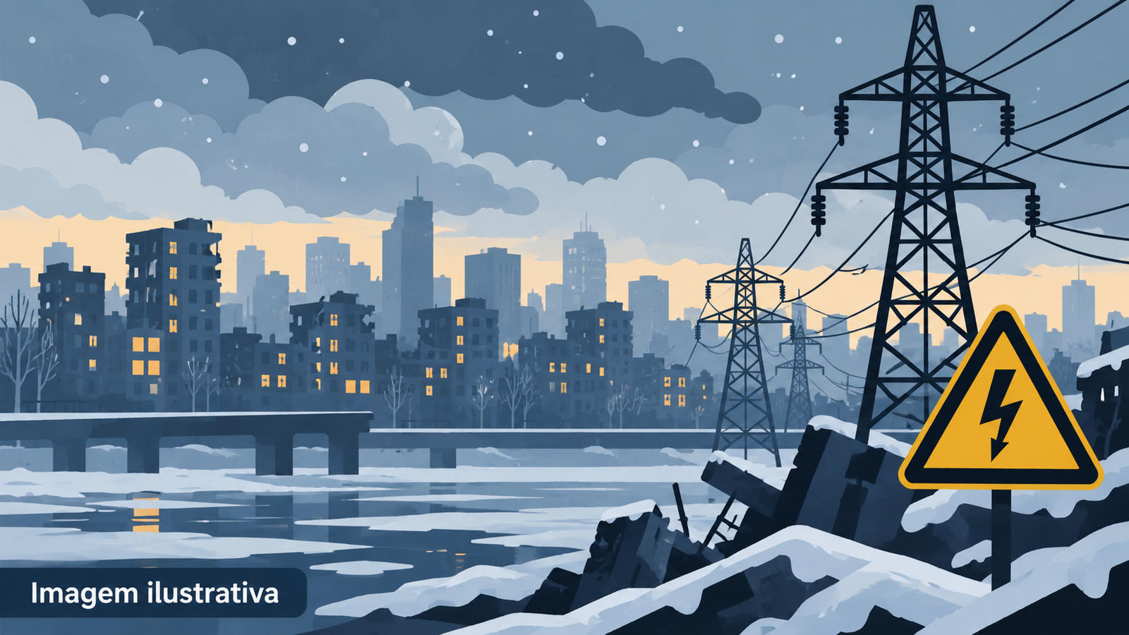 Imagem ilustrativa sobre ataques à infraestrutura de energia na Ucrânia